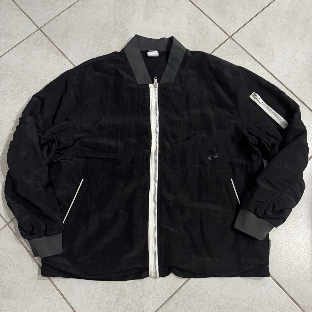 Nike Bomber Jacket Mens XL‎ Black Sportswear Essentials Unlined Full Zip Nylon